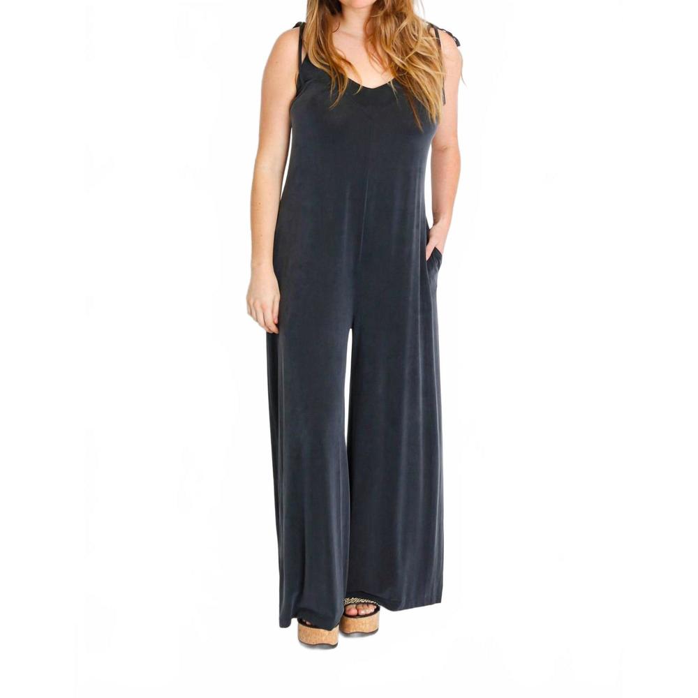 NEW COSSAC strappy jumpsuit slate in black